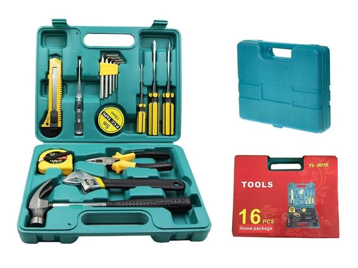 New 16 Pcs Set DIY Tools Screwdrivers Hammer Pliers Wrench Tape Measure #1468
