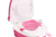 Portable And Comfortable Car Baby Potty Toilet Seat Bowl With Backrest, Pink