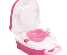 Portable And Comfortable Car Baby Potty Toilet Seat Bowl With Backrest, Pink