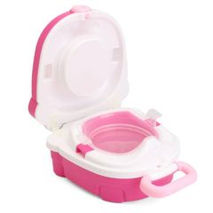 Portable And Comfortable Car Baby Potty Toilet Seat Bowl With Backrest, Pink
