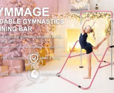 Gymnastics bar adjustable height foldable pink