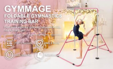 Gymnastics bar adjustable height foldable pink
