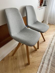 Ez Living 2 Dining Chairs Fabric Seat Oak Legs