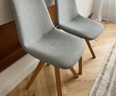 Ez Living 2 Dining Chairs Fabric Seat Oak Legs