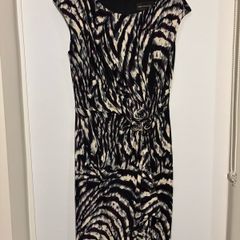 Connected Apparel Animal Print Formal Dress w/ Short Cap Sleeves