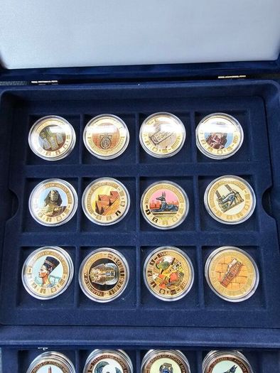 Ancient Egypt Gold Plated Coin Collection 21 Coins with Certificates in Original Holder