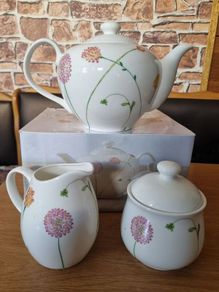 AYNSLEY Bloom Teapot Sugar Cream Set