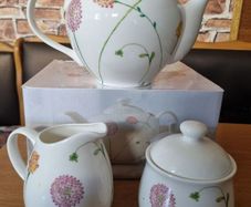 AYNSLEY Bloom Teapot Sugar Cream Set