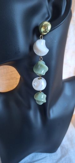 Long Green &  Ivory Statement Earrings