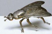 Vintage Italian brass fly ashtray with opening lid