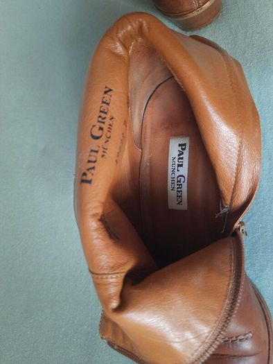 Paul Green Leather Ankle Boots Western Cowboy Style