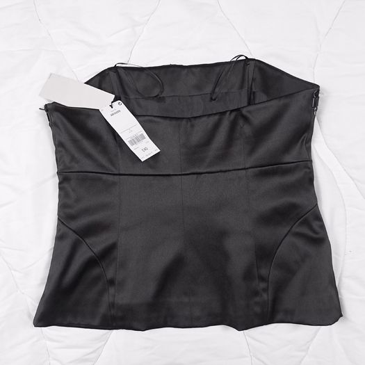 Next Black Satin Beaded Sequin Embellished Strapless Bustier Corset Top 12UK/40EU