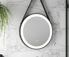 Tema Florence Black Hanging Round LED Mirror
