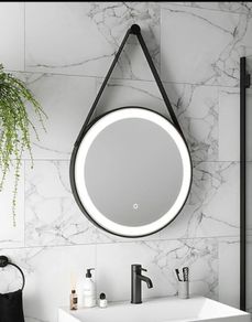 Tema Florence Black Hanging Round LED Mirror