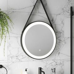 Tema Florence Black Hanging Round LED Mirror