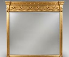 Large Regency Style Carved Giltwood Overmantel Mirror