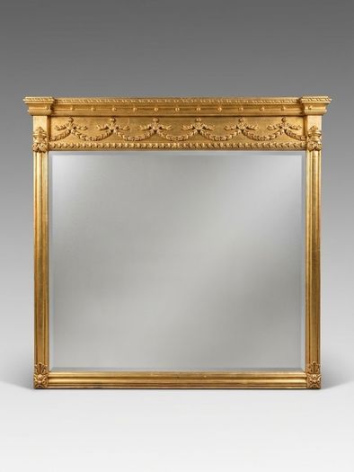 Large Regency Style Carved Giltwood Overmantel Mirror