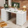 Computer Desk with Drawers, 120x48cm Modern Office Desk with Storage, Small Study Table for Home Office, White Image 3