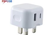 Dual Port Type C and USB A Fast Charging Plug 20W