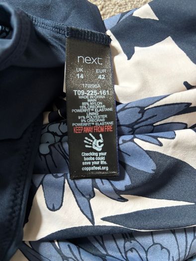 NEXT navy & cream swimsuit (BNWT, 14)