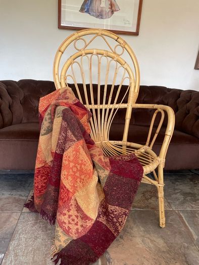 Vintage Franco Albini Style Cane and Bamboo Wicker Chair Mid Century Modern Boho