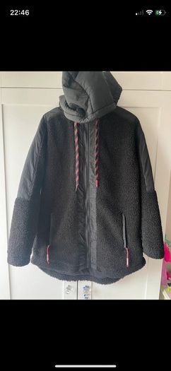 Longline black Borg fleece jacket