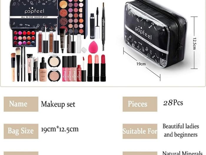 28Pcs Professional Makeup Set, Essential Make up Starter Set All-In-One Make-up Gift Sets With Cosmetic bag Eyeshadow Palette Lip Gloss Concealer blush Foundation Brush (FREE POSTAGE)