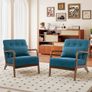 Armchair Living Room Comfy Arm Chair Reading Chair Bedroom Relax Accent Chairs with Wood Frame, Teal Image 7
