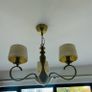 Two antique brass chandeliers - cream shades. Image 2