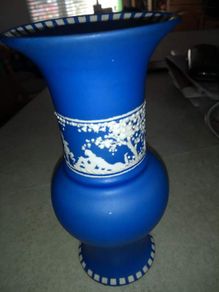 Antique Sylvan Jasper blue  vase18 cm. tall