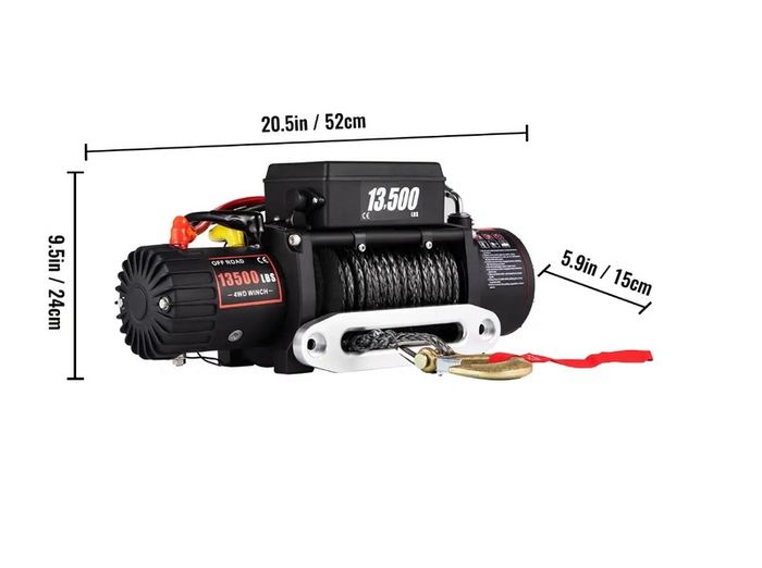 13500 LBS Electric Winch 12V 6120KG 13500LBS For 4X4 92FT Synthetic Trailer Ropes Towing Strap