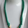 Rich Green & Gold Layered Rope Treble Bead Hoop Necklace Image 2