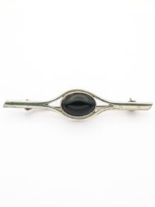 Vintage Whitby Jet 925 Sterling Silver Brooch