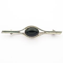 Vintage Whitby Jet 925 Sterling Silver Brooch