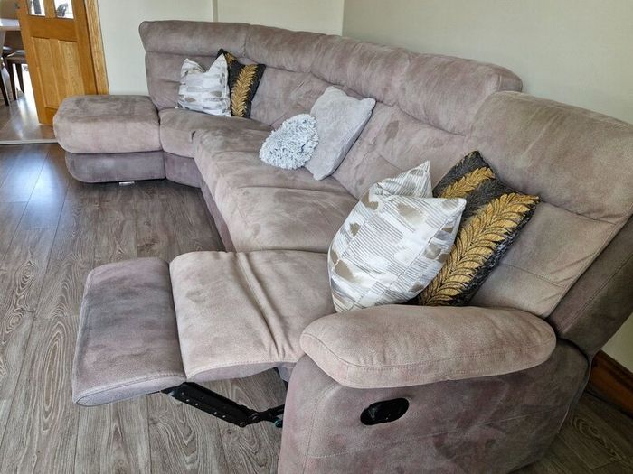 6 seater soft grey fabric sofa