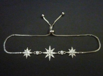 Star Starburst Adjustable Silver Bracelet