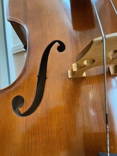 Double Bass 3/4 solid wood, bow & case + pickup