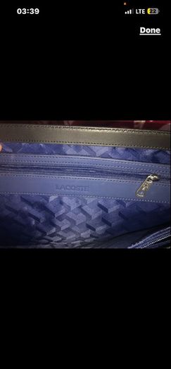 Lacoste leather shoulder messenger laptop Cross Body Travel Work Bag