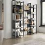 Modern 14 Shelf Bookcase Black Industrial Storage Shelving Unit Image 2