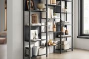 14 Tier Bookcase  Black Shelving Unit with Metal Frame for Living Room Study Office Industrial Design 24 x 158 x 166 cm