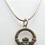 Vintage 925 Sterling Silver Claddagh Pendant Necklace length 16" - 5,2g Image 2