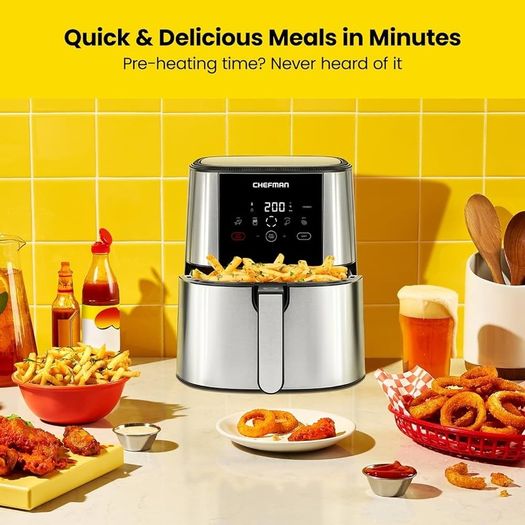 NEW SALE | TurboTouch Air Fryer, The Most Compact And Healthy Way To Cook Oil-Free, One-Touch Digital Controls And Shake Reminder