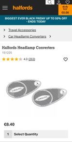 HALFORDS Headlamps Beam Adaptors
