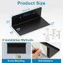 Black Floating Wall Shelves Self Adhesive, Decorative Rack, 20CM Wall Mounted Floating Shelves for Bathroom, Kitchen, Living Room, Screw Mounting, Set of 2 Image 2