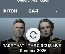 take that front pitch standing tickets
