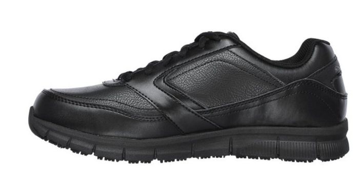 Skechers Work Relaxed Fit: Nampa SR, in black, with Memory Foam and slip-resistant soles.