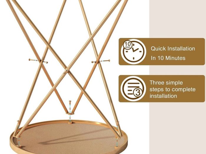Marble Round Side Table for Living Room, Black Gold Coffee Table Glass Coffee Table, Marble Effect Tabletop, Gold Metal Frame