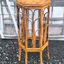 Mid-century boho Hexagonal Bamboo & Rattan Plant Standplant stand Image 8
