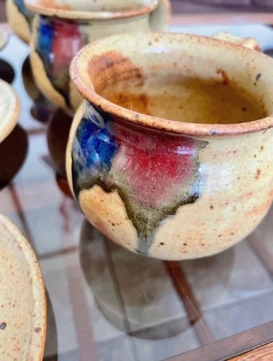 Vintage Stoneware 3 Coffee Cups & Saucers made by Badger Hill Pottery