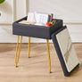 Multifunctional Storage Vanity Stool with Flip Tabletop, Adjustable Metal Legs & PU Leather - 40x30x48cm Ottoman Footrest for Makeup, Living Room, Entryway, Black Image 4
